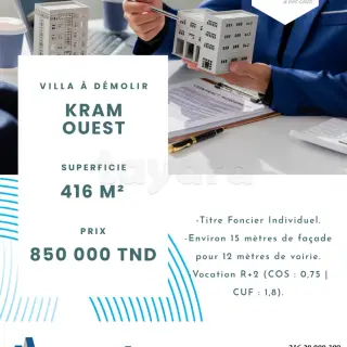 Terrain de 416 m² avec villa à démolir, idéal promotion immobilière