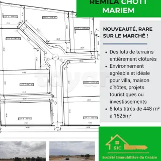 Lots de terrain clôturés de 448 à 1525 m² à Chott Mariem
