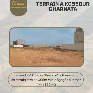 Terrain titré de 409 m² avec vue dégagée sur mer à Chott Mariem