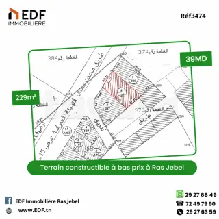 229 m² building plot with land title in Ras Jebel