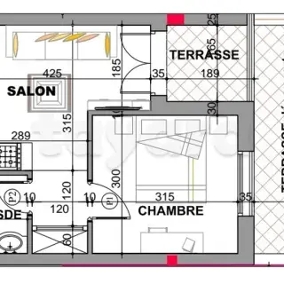 Appartement S+1 avec terrasse dans une résidence gardée à La Nouvelle Soukra