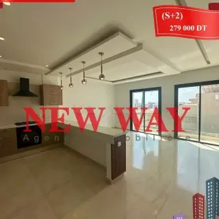 Appartement S+2 lumineux de 85 m² avec trois balcons à Sousse