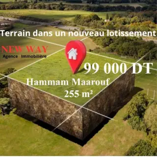 Terrain constructible de 264 m² en lotissement approuvé à Sousse Riadh