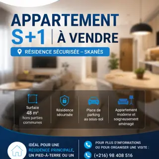 One-bedroom 48 m² apartment in a secure residence with parking