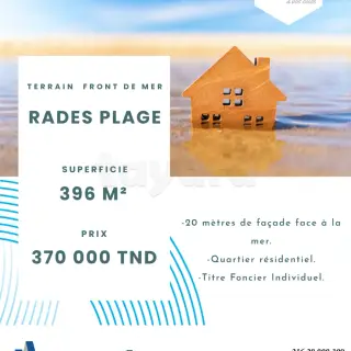 À Vendre Terrain De 396M² En Front De Mer À Rades Plage