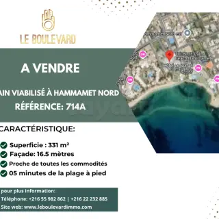 Till salu tomt 331m² i Hammamet Nord