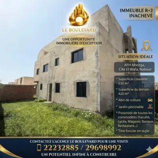 Immeuble inachevé de plusieurs appartements à Cité El Wafa, Nabeul