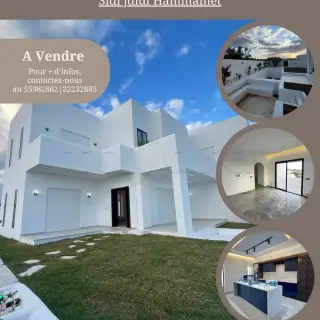 Villa S+4 neuve avec piscine, vue mer et montagne à Sidi Jdidi, Hammamet