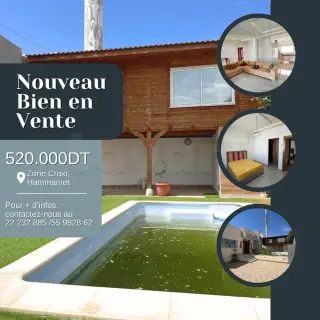 Villa S+3 haut standing avec piscine à Hammamet