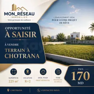 Terrain de 225 m² constructible en R+2 à Chotrana