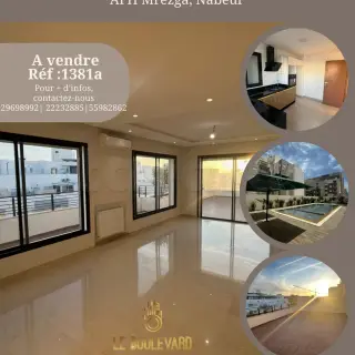 Appartement S+2 haut standing au dernier étage avec vue sur mer, Mrezga